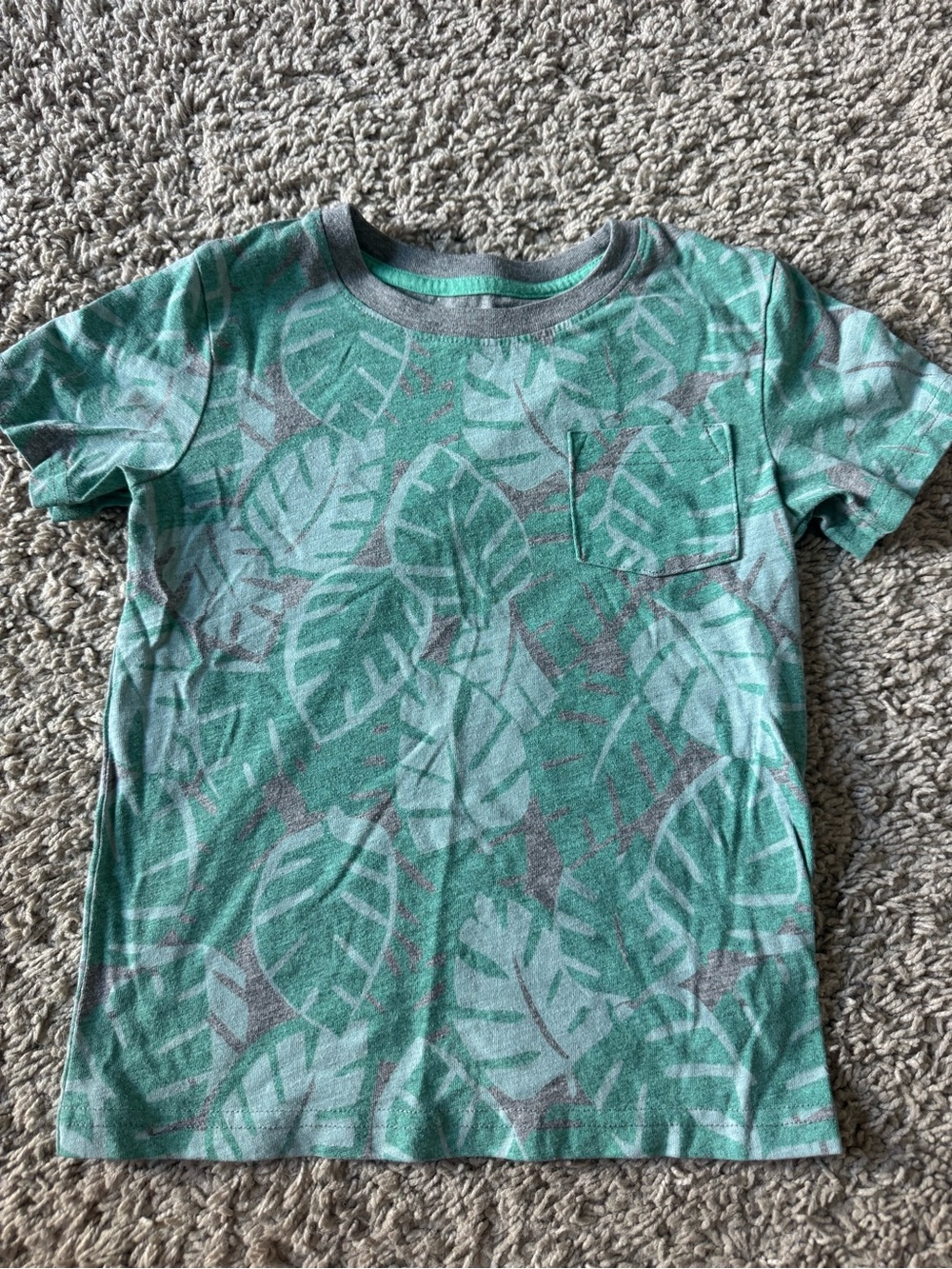 Cat & Jack Green Leaf Pocket Tee - Teal & Gray
